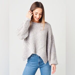 525 Bubble Sleeve Oversized Asymmetrical Pullover Sweater Women's Size Small